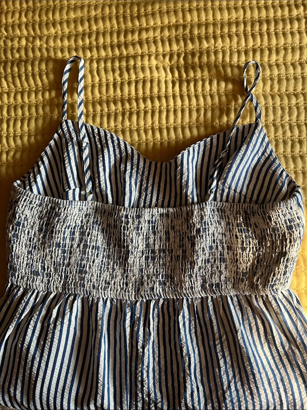 Cupshe White and Navy Striped Wide Leg Jumpsuit